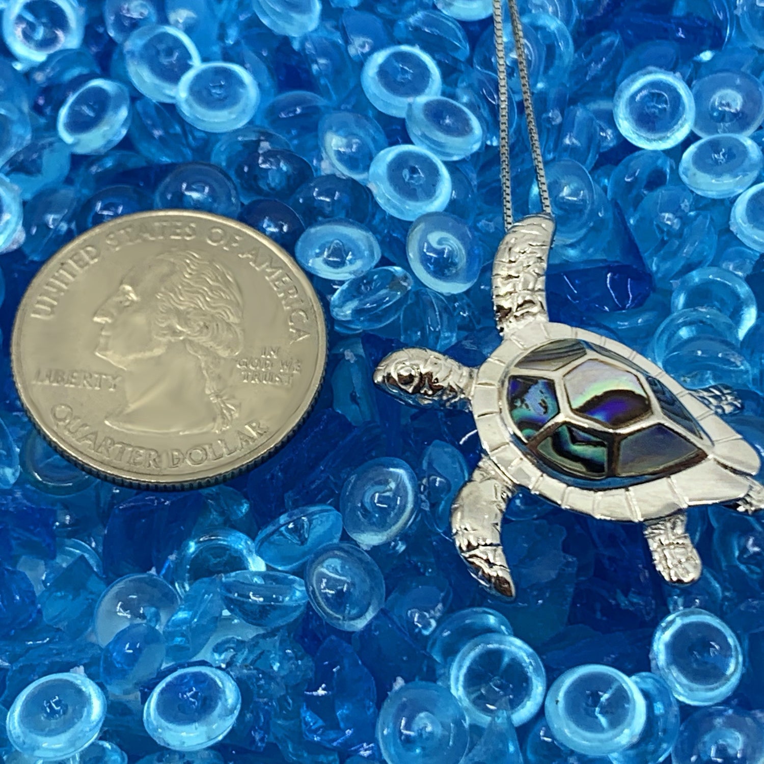 Mother of Pearl Honu Turtle Pendant on adjustable chain