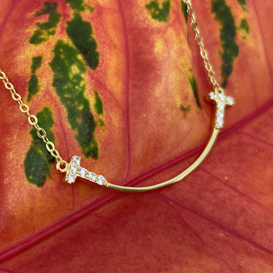 Simple Smile Cross Necklace