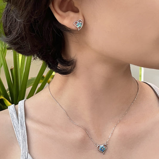 Opalite Plumeria Heart