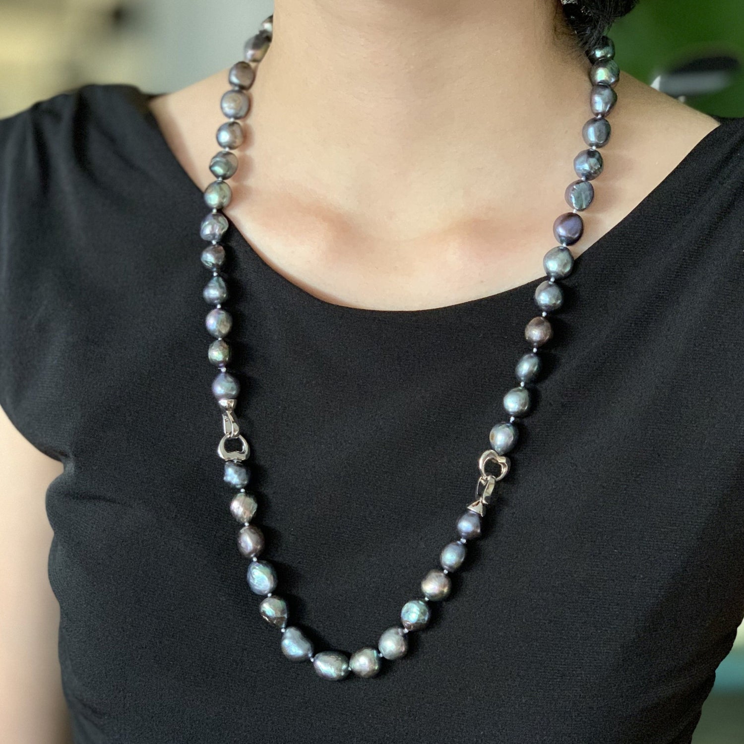 Baroque Black Pearl Long Strand