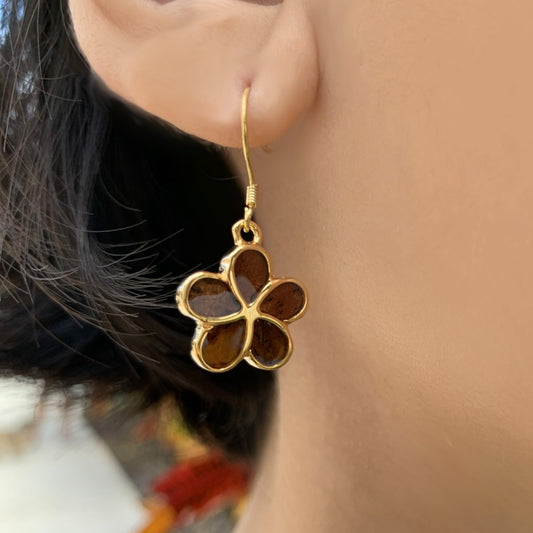 Plumeria Koa Dangle Earrings