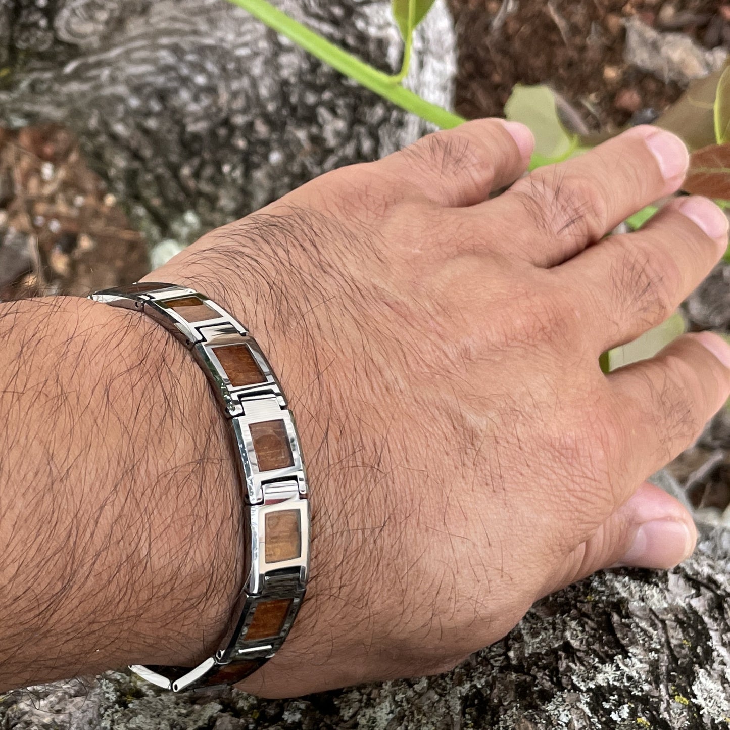 Koa Tungsten Link Bracelet  