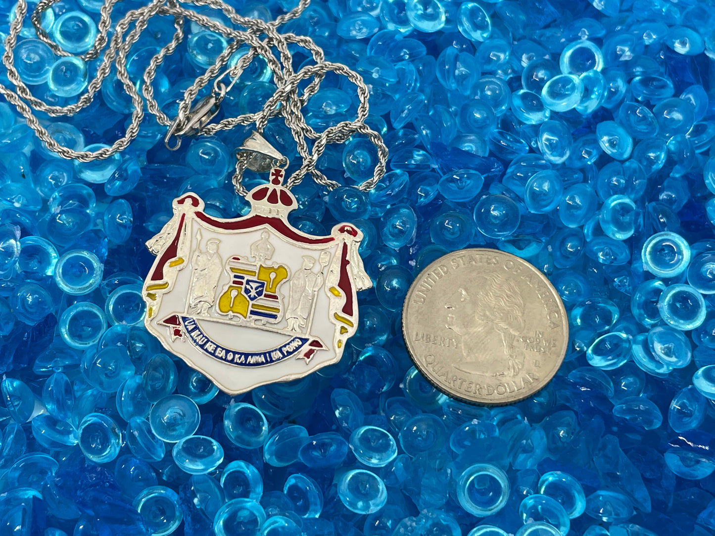 Enameled 35mm Hawaii Coat of Arms Pendant