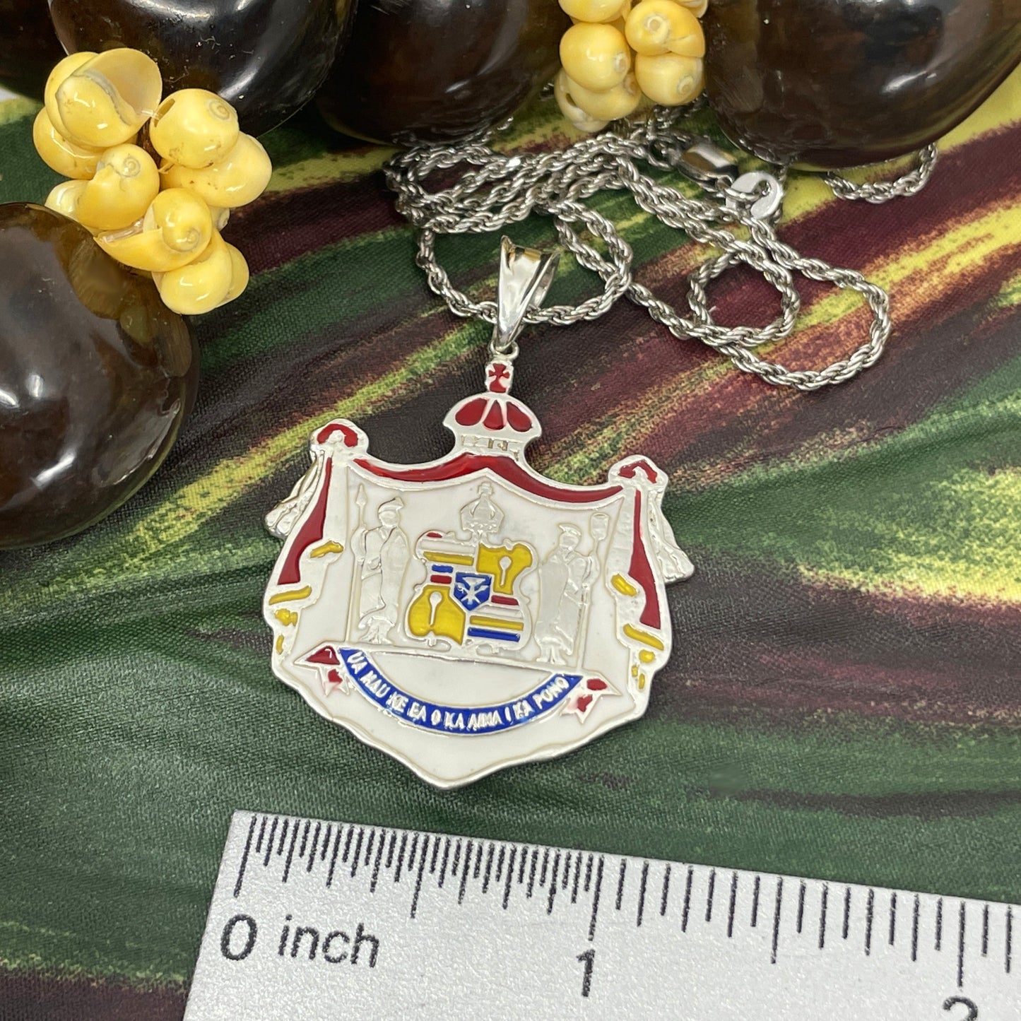 35MM Enameled Coat of Arms in Sterling Silver with measurement