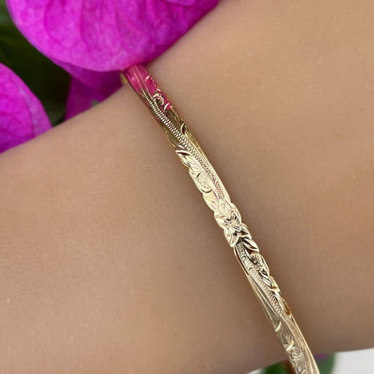4MM Hawaiian Scroll Gold Plated over Sterling Silver Bracelet