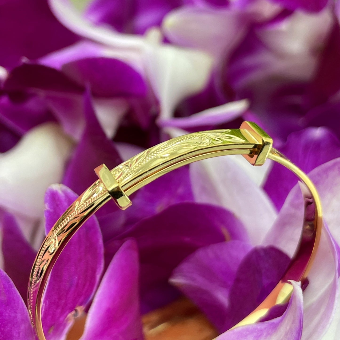 14K Gold Plated 4MM Adjustable Keiki Bangle