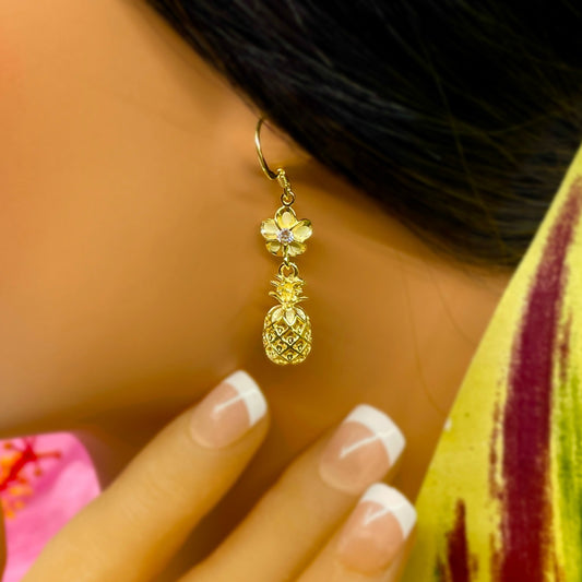 Pineapple Plumeria Earrings