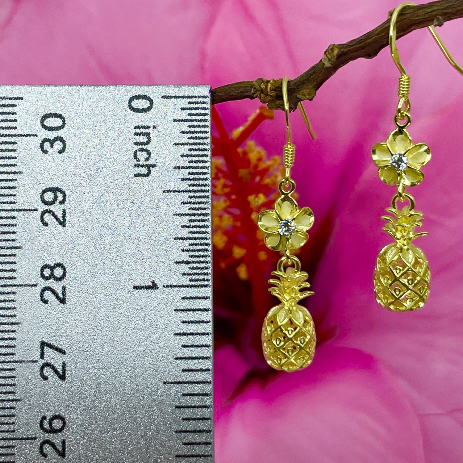 Pineapple Plumeria Earrings
