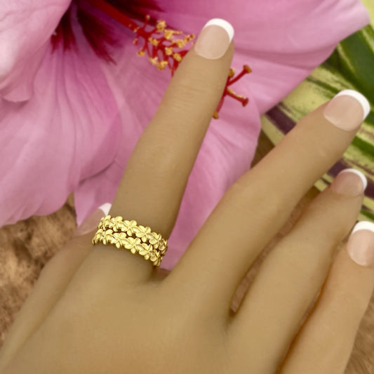 Plumeria 4mm Stacking Rings