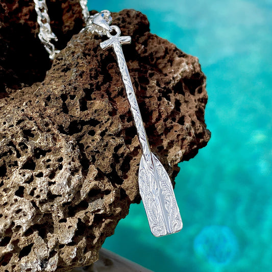 Hawaiian Scroll Paddle Pendant Necklace