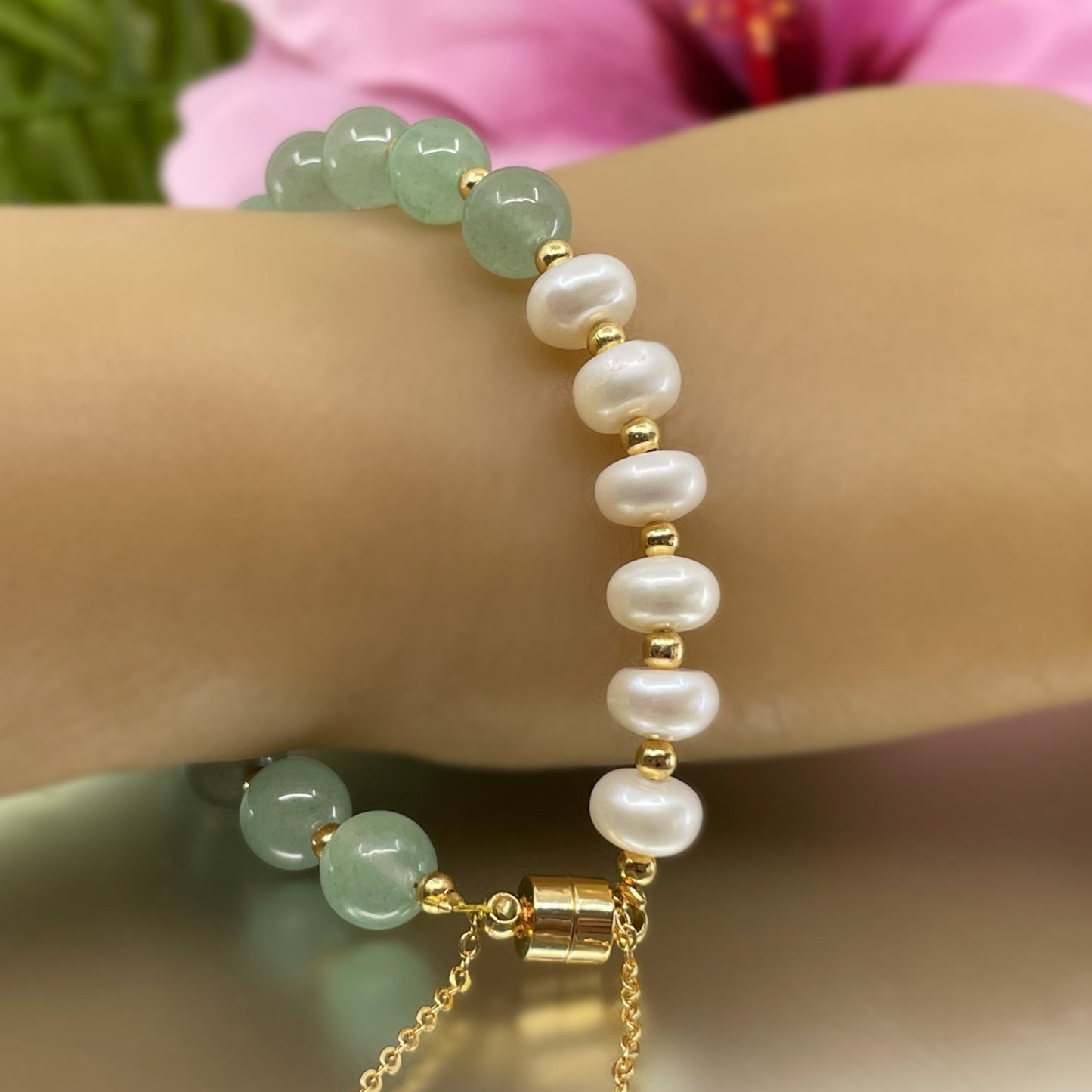 Lotus Flower Bracelet showing magnet closure