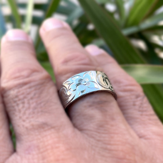 Titanium Hawaiian Scroll Ring