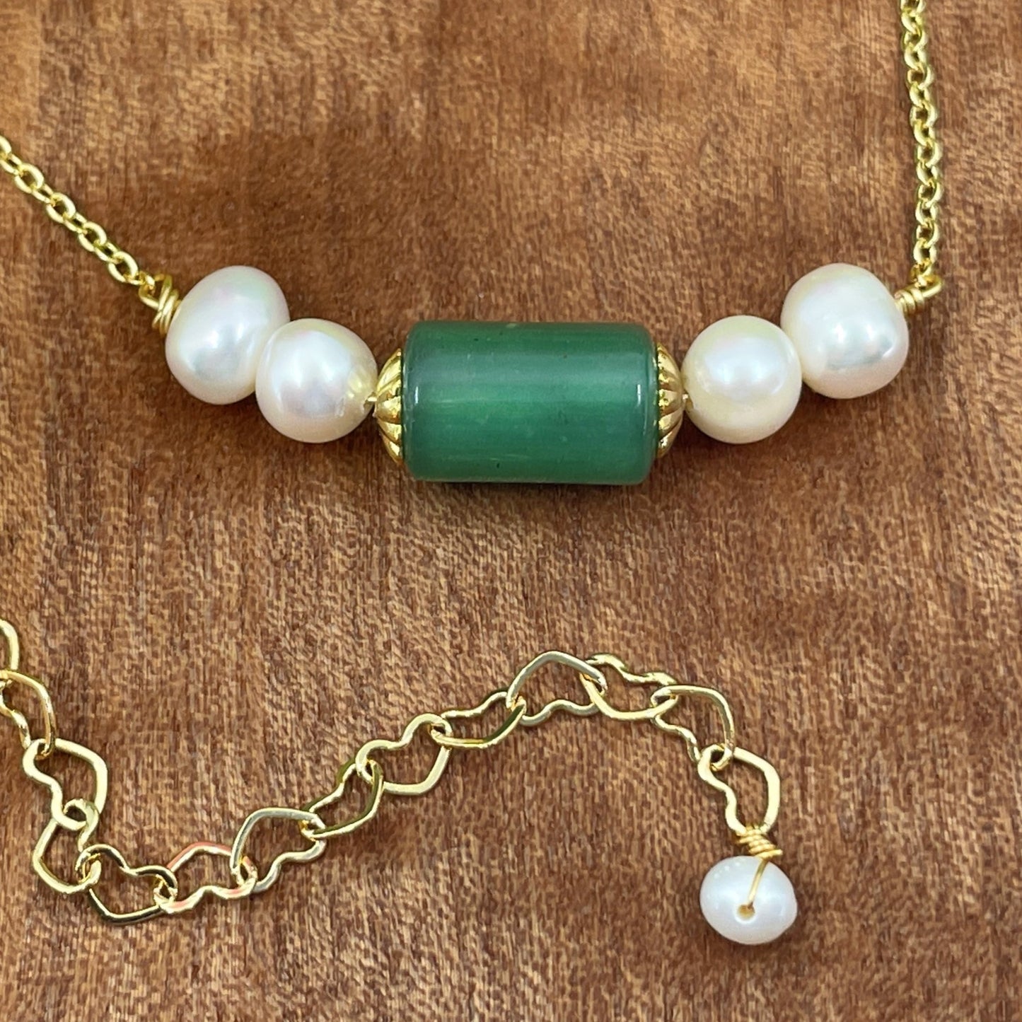 Jade and Pearl Horizontal Pendant