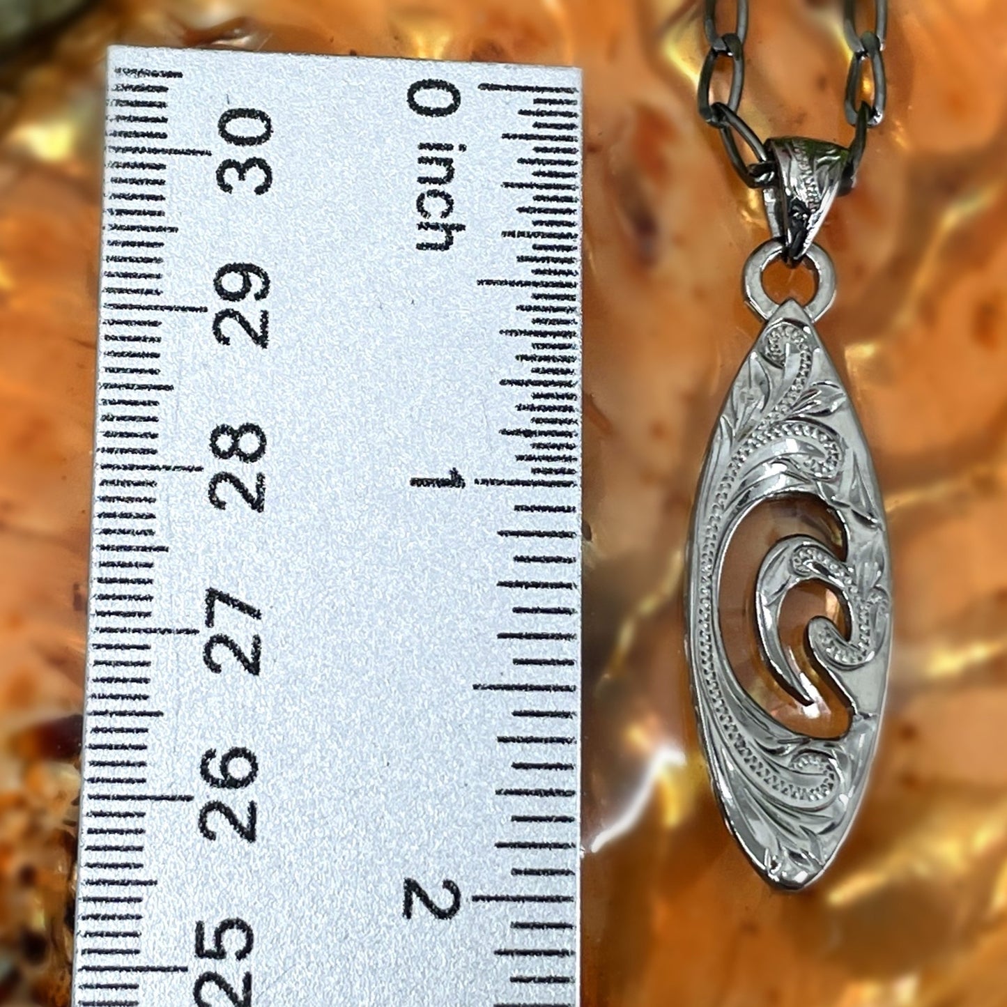 Black Onyx Hawaiian Scroll Surfboard Pendant