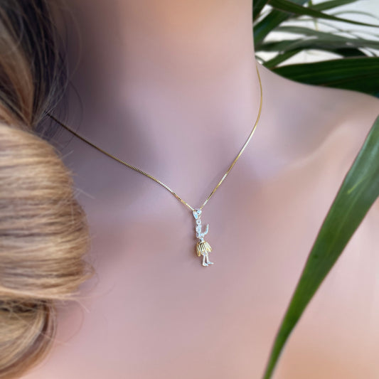 Hula Wahine Pendant on Model