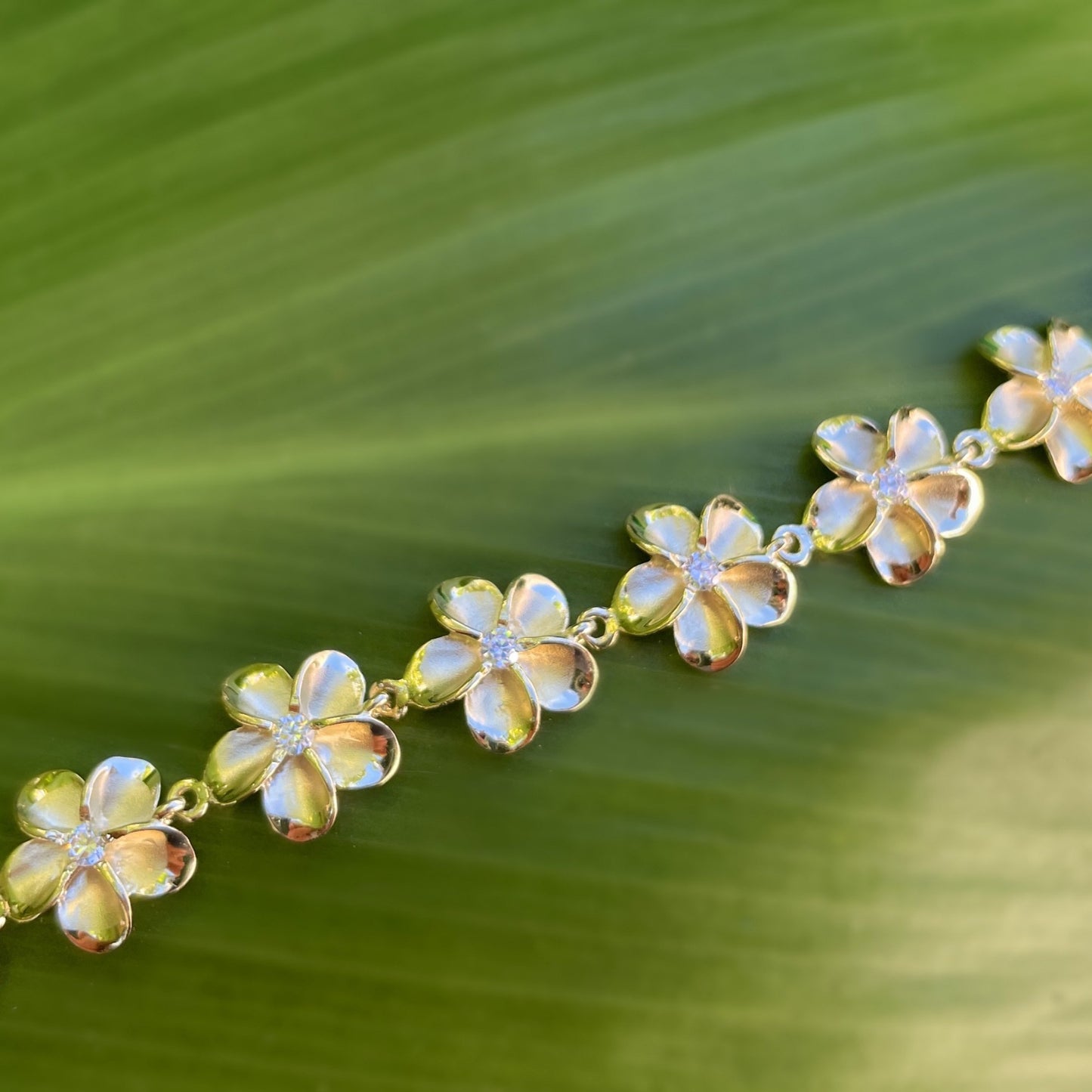 Kuulei Plumeria CZ Link Bracelet