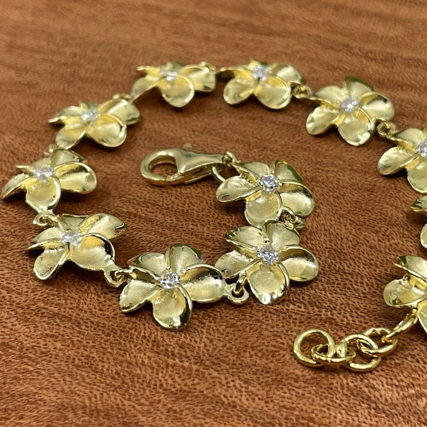 Kuulei Plumeria CZ Link Bracelet