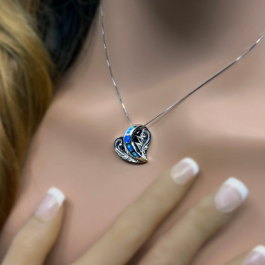 Opalite Scroll Heart on Model