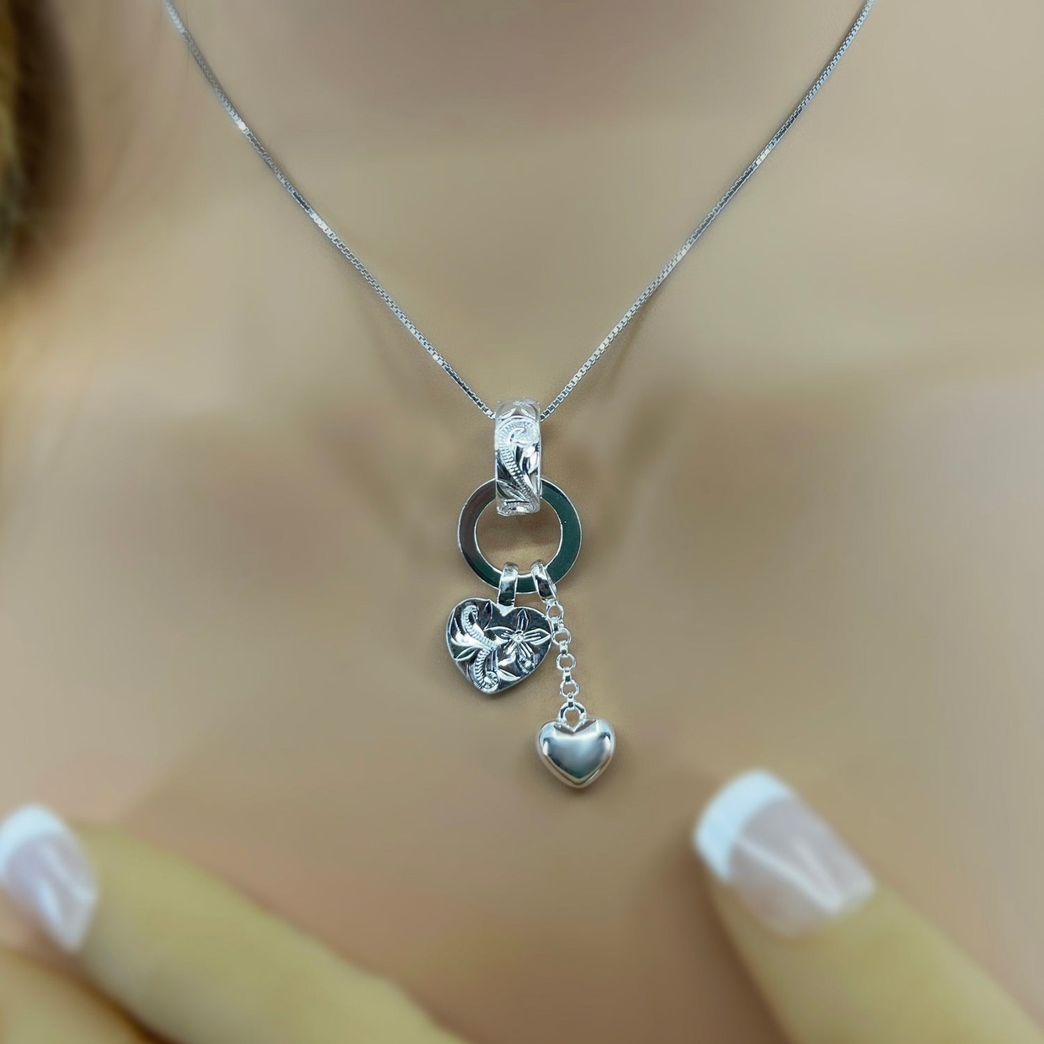 Charming Hearts Hawaiian Scroll Floating Pendant – Showcase Hawaii