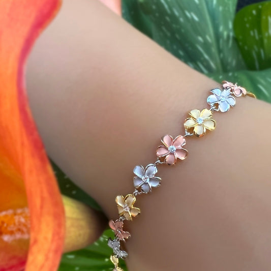 Plumeria Lei Tri-Color Bracelet