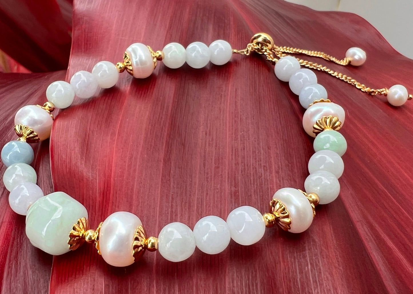 Nani Jade and Pearl Adjustable Bracelets