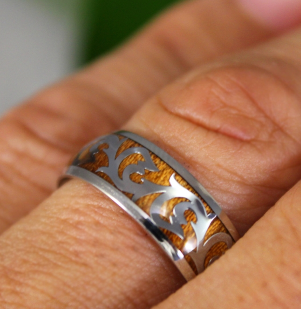 Catch a deal with our Koa Scroll Fish Hook Rings! – Showcase Hawaii