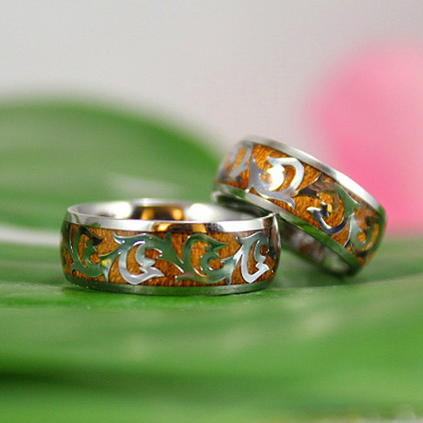 Catch a deal with our Koa Scroll Fish Hook Rings!