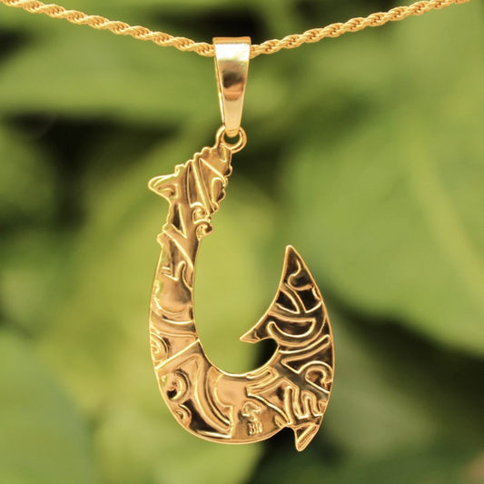 14K Gold Plated over Brass Fish hook Pendant and Chain back