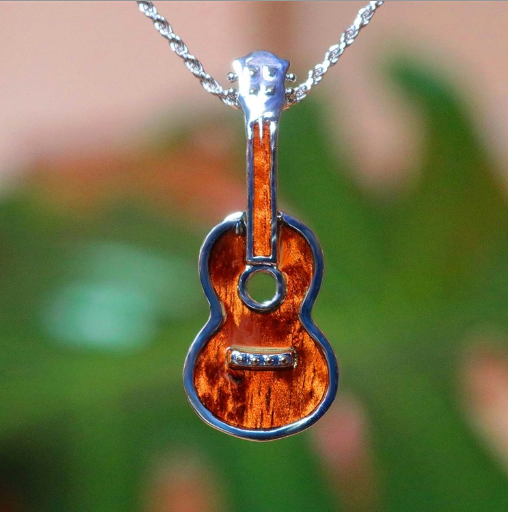 Koa wood ukulele closeup front