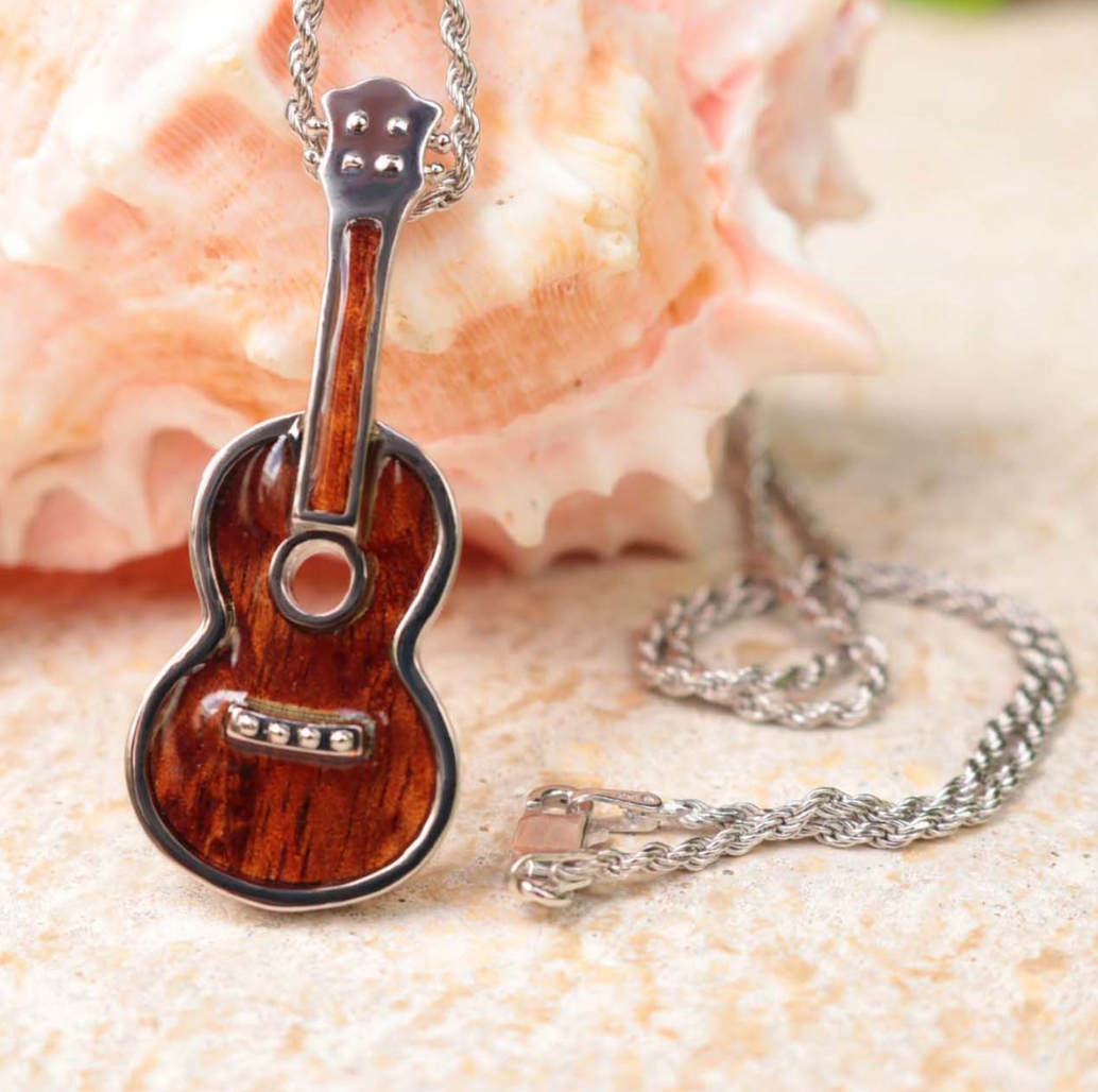 Koa wood ukulele closeup