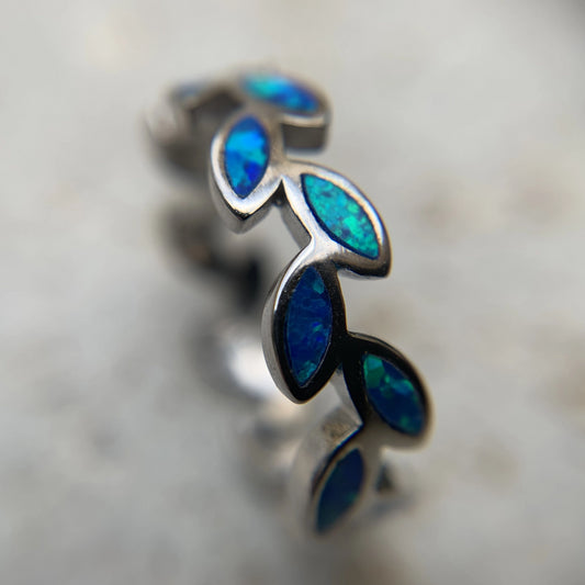 Maile Opalite Lei Ring closeup