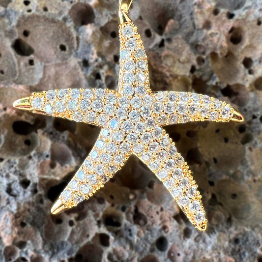 Pave Star Fish Pendant and Chain