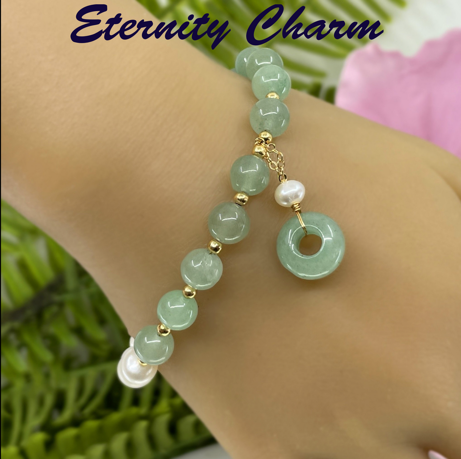 Eternity Charm Jade & Pearl Bracelet