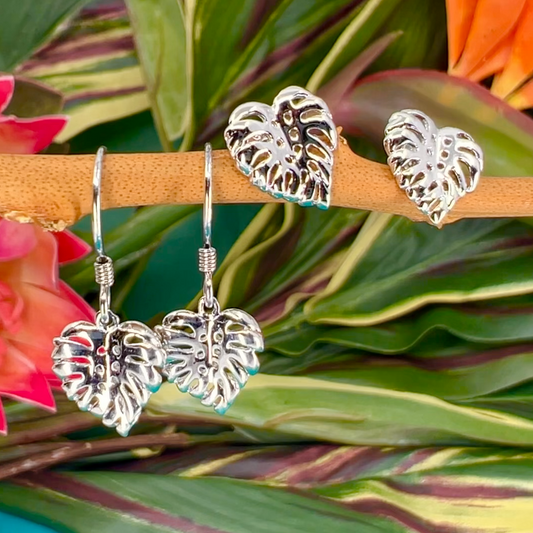 `Elua Monstera Leaf Earrings