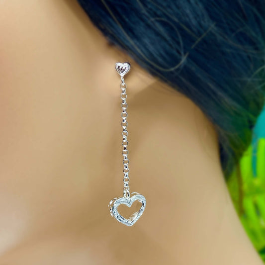 Scroll Double Heart Drop Earrings