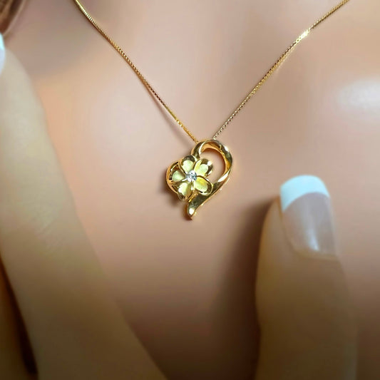 Sweetheart Plumeria Pendant w/Chain