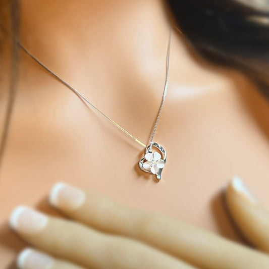 Sweetheart Plumeria Pendant w/Chain