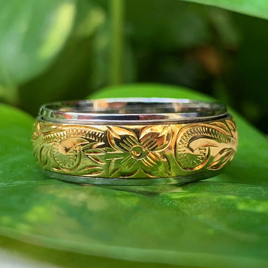Spinner Scroll Ring Two Tone