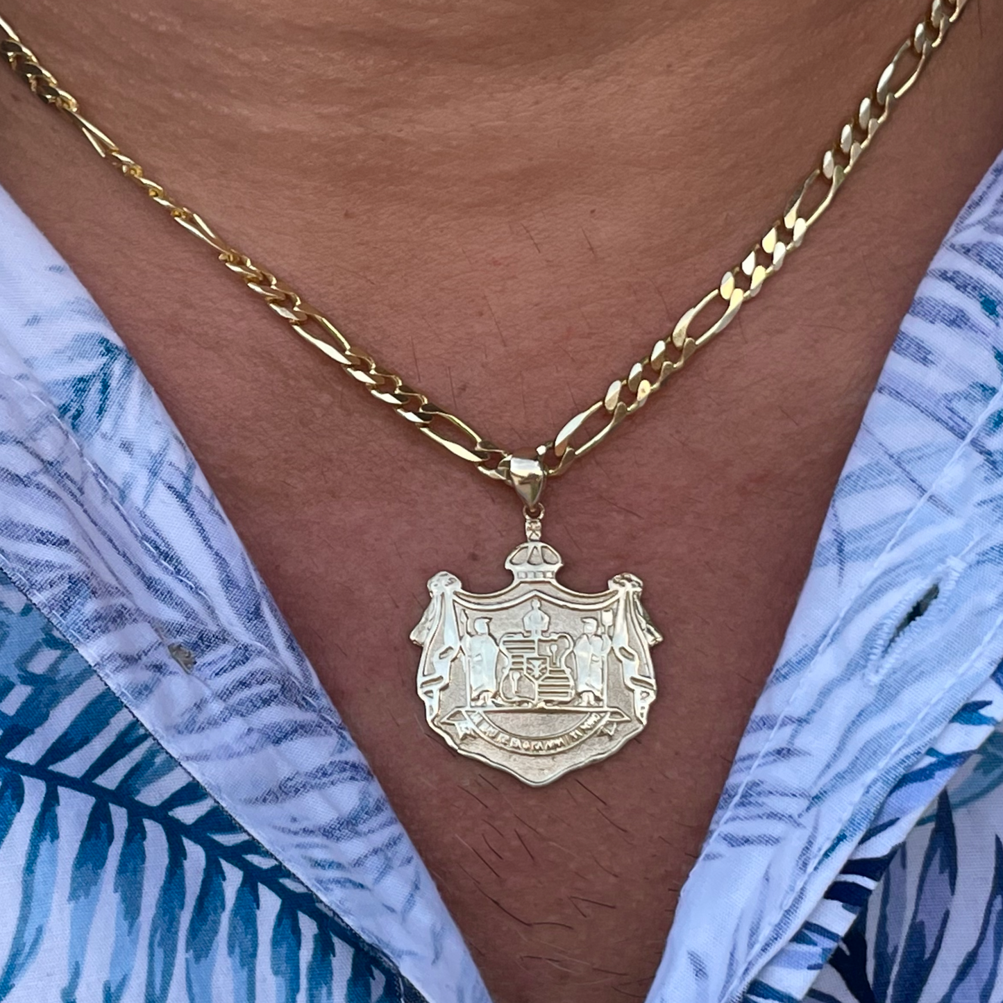 14K Gold Hawaii Coat of Arms Pendant